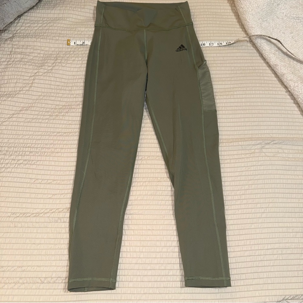 Green Adidas Cropped Leggings small - Picture 4 of 5